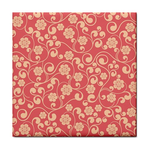 Pink Floral Wall Tile Coaster from ArtsNow.com Front