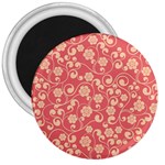 Pink Floral Wall 3  Magnet