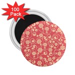 Pink Floral Wall 2.25  Magnet (100 pack) 