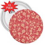 Pink Floral Wall 3  Button (10 pack)