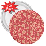 Pink Floral Wall 3  Button (100 pack)