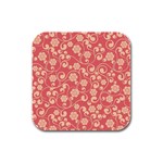 Pink Floral Wall Rubber Square Coaster (4 pack)