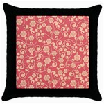 Pink Floral Wall Throw Pillow Case (Black)