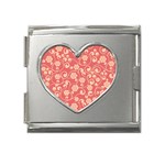 Pink Floral Wall Mega Link Heart Italian Charm (18mm)