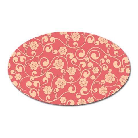 Pink Floral Wall Magnet (Oval) from ArtsNow.com Front