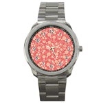 Pink Floral Wall Sport Metal Watch