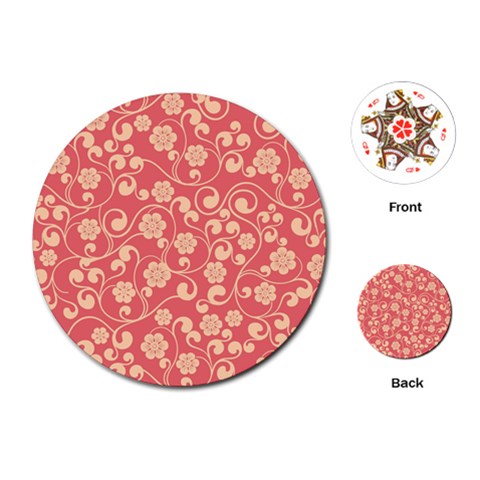 Pink Floral Wall Playing Cards Single Design (Round) from ArtsNow.com Front