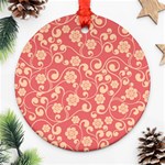 Pink Floral Wall Round Ornament (Two Sides)