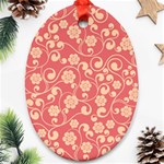 Pink Floral Wall Oval Ornament (Two Sides)