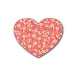 Pink Floral Wall Rubber Coaster (Heart)