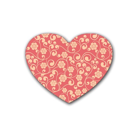 Pink Floral Wall Rubber Heart Coaster (4 pack) from ArtsNow.com Front