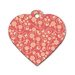 Pink Floral Wall Dog Tag Heart (One Side)