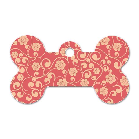 Pink Floral Wall Dog Tag Bone (One Side) from ArtsNow.com Front