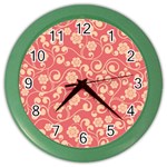 Pink Floral Wall Color Wall Clock