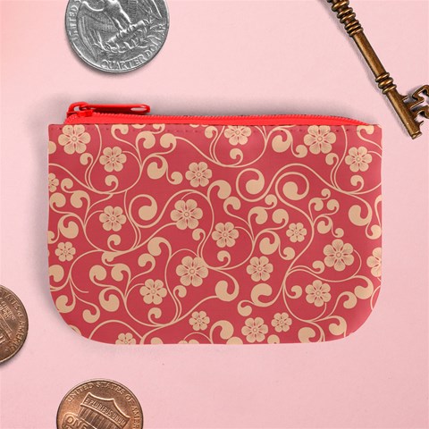 Pink Floral Wall Mini Coin Purse from ArtsNow.com Front