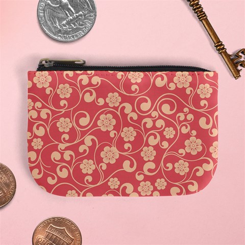 Pink Floral Wall Mini Coin Purse from ArtsNow.com Front