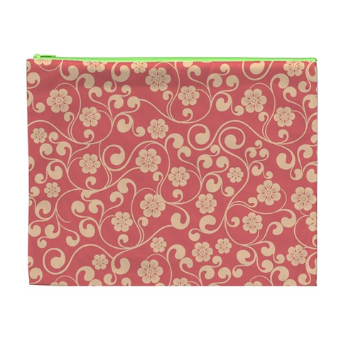 Pink Floral Wall Cosmetic Bag (XL) from ArtsNow.com Front