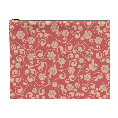 Pink Floral Wall Cosmetic Bag (XL) from ArtsNow.com Front