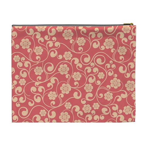 Pink Floral Wall Cosmetic Bag (XL) from ArtsNow.com Back