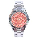 Pink Floral Wall Stainless Steel Analogue Watch