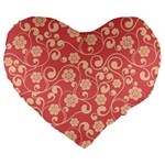 Pink Floral Wall Large 19  Premium Heart Shape Cushion