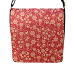 Pink Floral Wall Flap Closure Messenger Bag (L)