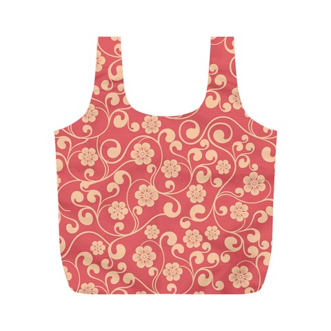 Pink Floral Wall Full Print Recycle Bag (M) from ArtsNow.com Front