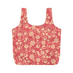 Pink Floral Wall Full Print Recycle Bag (M) from ArtsNow.com Front