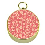 Pink Floral Wall Gold Compass