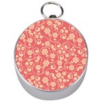 Pink Floral Wall Silver Compass