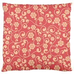 Pink Floral Wall Large Flano Cushion Case (One Side)