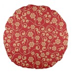 Pink Floral Wall Large 18  Premium Flano Round Cushion 