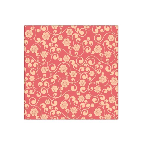 Pink Floral Wall Satin Bandana Scarf 22  x 22  from ArtsNow.com Front