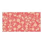 Pink Floral Wall Satin Wrap 35  x 70 