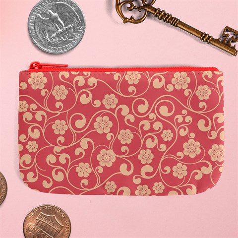 Pink Floral Wall Large Coin Purse from ArtsNow.com Front