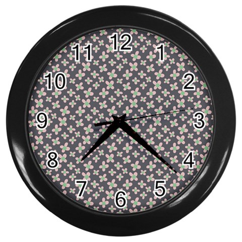 Little Spring Blossom  Wall Clock (Black) from ArtsNow.com Front