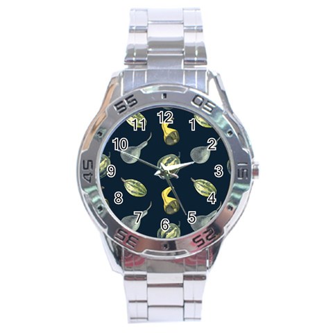 Vintage Vegetables Zucchini Stainless Steel Analogue Watch from ArtsNow.com Front