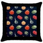 Vintage Vegetables  Throw Pillow Case (Black)