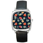 Vintage Vegetables  Square Metal Watch