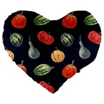 Vintage Vegetables  Large 19  Premium Heart Shape Cushion