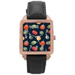 Vintage Vegetables  Rose Gold Leather Watch 