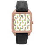 Succulent Vases  Rose Gold Leather Watch 