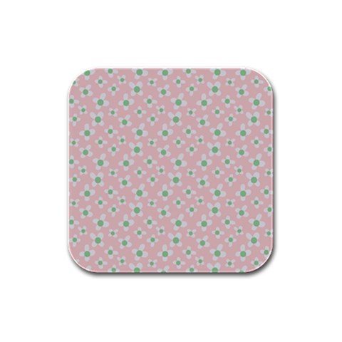 Pink Spring Blossom Rubber Square Coaster (4 pack) from ArtsNow.com Front