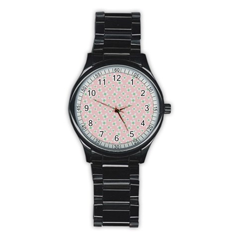 Pink Spring Blossom Stainless Steel Round Watch from ArtsNow.com Front