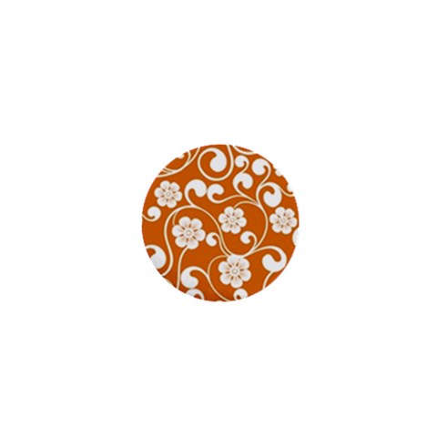 Orange Floral Walls  1  Mini Button from ArtsNow.com Front