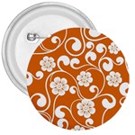 Orange Floral Walls  3  Button