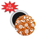 Orange Floral Walls  1.75  Magnet (10 pack) 