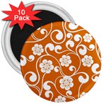 Orange Floral Walls  3  Magnet (10 pack)