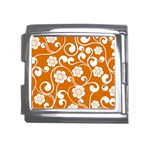 Orange Floral Walls  Mega Link Italian Charm (18mm)