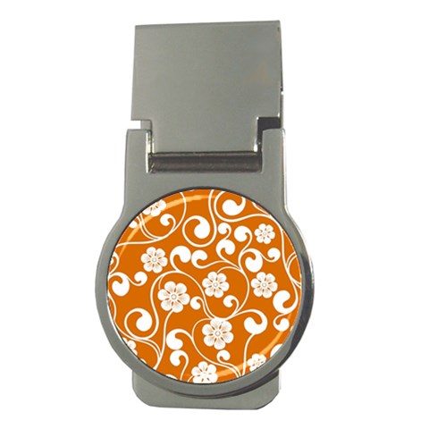 Orange Floral Walls  Money Clip (Round) from ArtsNow.com Front